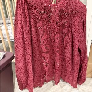 Elegant Lace Women's Top in Deep Red-Torrid
